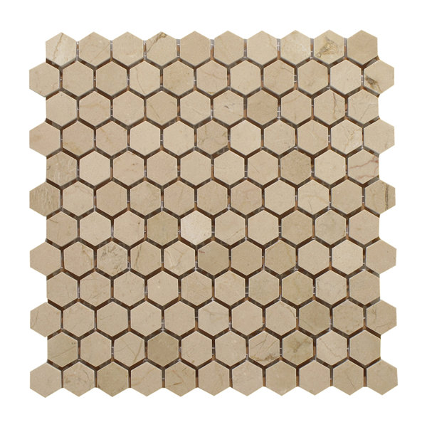 Seven Seas Collection Crema Marfil 1" x 1" Marble Mosaic Wall